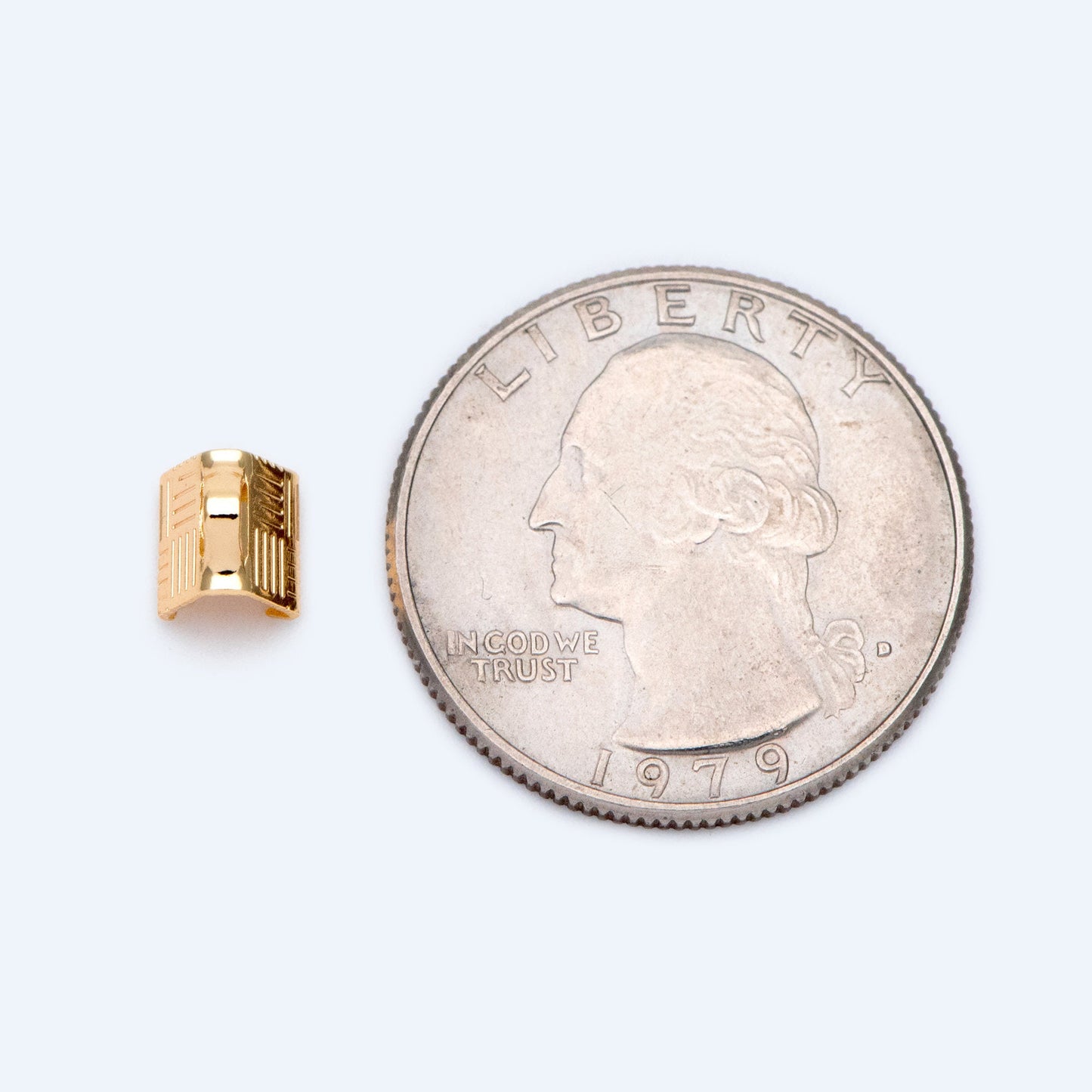 20pcs Gold/ Silver Tone Crimp End Tips, 6mm Wide End Caps, Gold/ Rhodium plated Brass End Connectors (GB-1420)