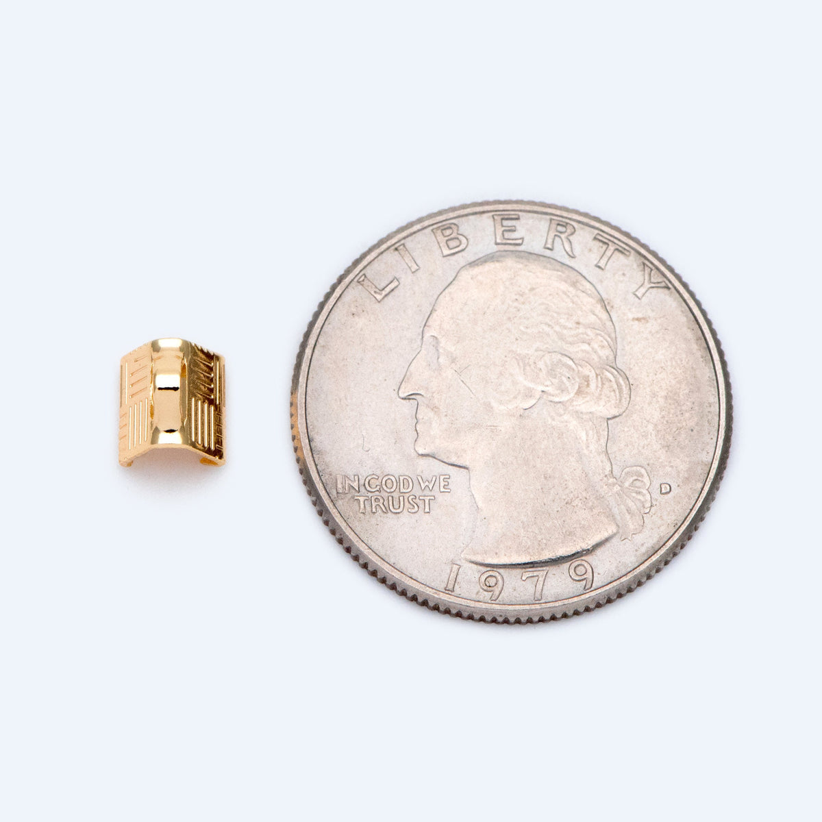 20pcs Gold/ Silver Tone Crimp End Tips, 6mm Wide End Caps, Gold/ Rhodium plated Brass End Connectors (GB-1420)