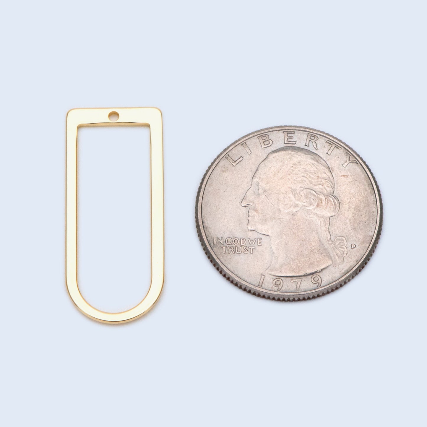 10pcs Gold/ Rhodium plated Brass Geometric Charms,30x13mm D Shaped Pendant (GB-1436)