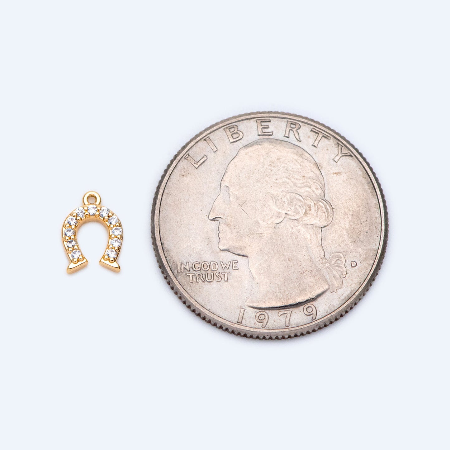 10pcs CZ Pave Gold Horseshoe Charms 9x6.5mm, U-shaped charm, Jewelry Supplies (GB-1439)