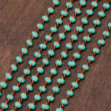 Green Enamel Brass Chain 2.5mm Thin, Unplated Brass Designer Chains (#LK-050-3)/ 1 Meter=3.3ft