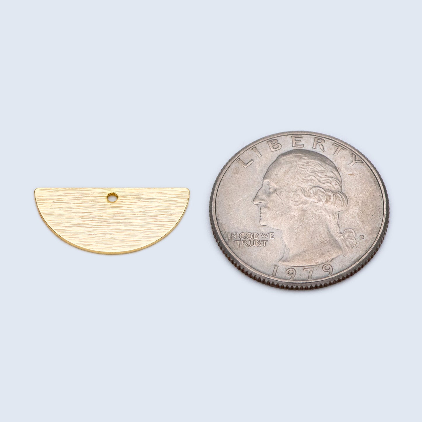 10pcs Brushed Gold/ Silver Semicircle Charms 21/ 24mm, Geometric Disc Coins, Semi Round Pendants (GB-3817)