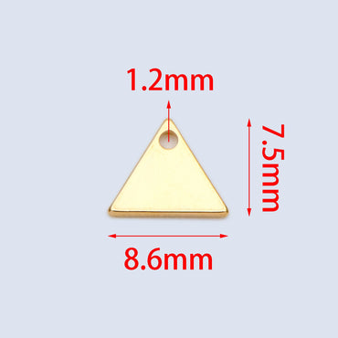 10pcs Gold plated Brass Triangle Charms 8.6mm, Geometric Triangle Disc Pendants (GB-1426)