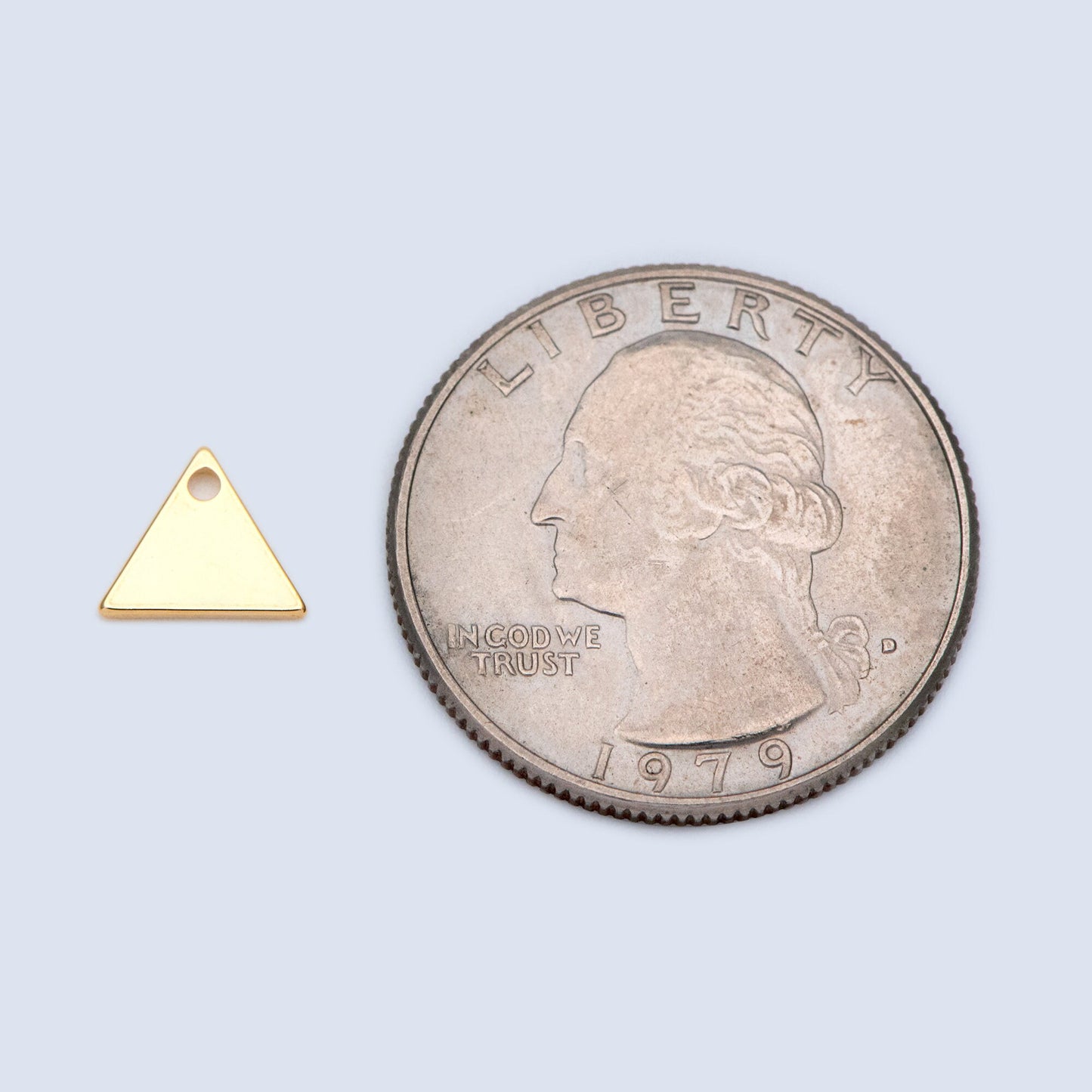 10pcs Gold plated Brass Triangle Charms 8.6mm, Geometric Triangle Disc Pendants (GB-1426)