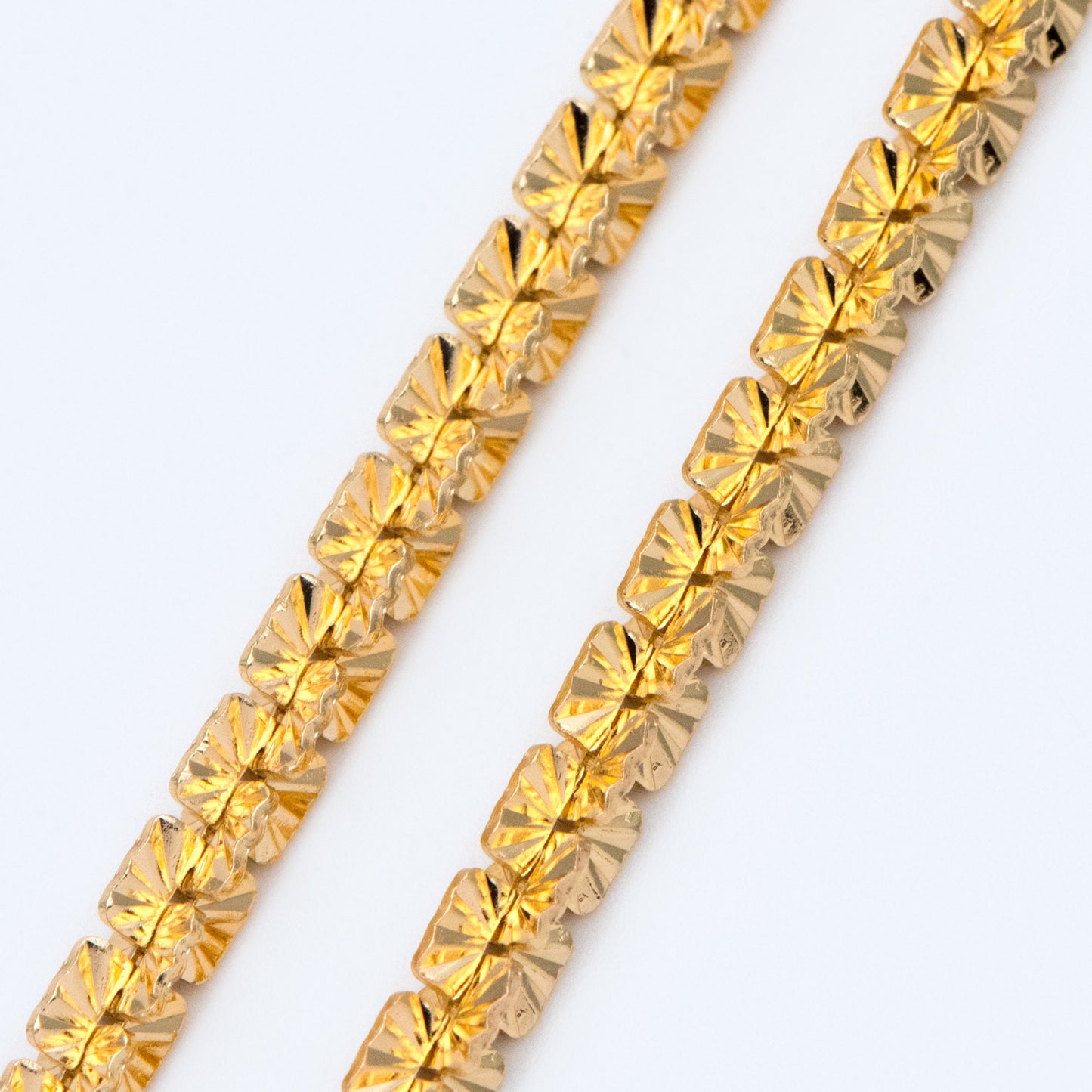 Gold plated Brass Specialty Chains 8mm, Flower Link Chain Findings Wholesale (#LK-414)/ 1 Meter=3.3 ft