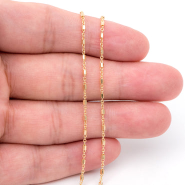 Gold plated Brass Hexagonal Tube Chains 1.6mm, DIY Chain Wholesale, Jewelry Supply (#LK-403)/ 1 Meter=3.3 ft