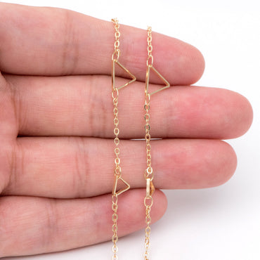 Gold Triangle Chain, 18K Real Gold plated on Brass, DIY Geometric Chain Wholesale (#LK-402)/ 1 Meter=3.3ft