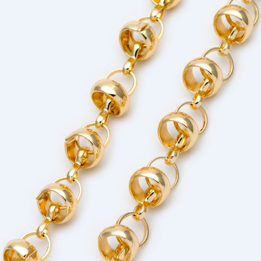 Gold Plated Brass designer Chain, Round Linked Chains, DIY Chain Wholesale (#LK-395)/ 1 Meter=3.3 ft