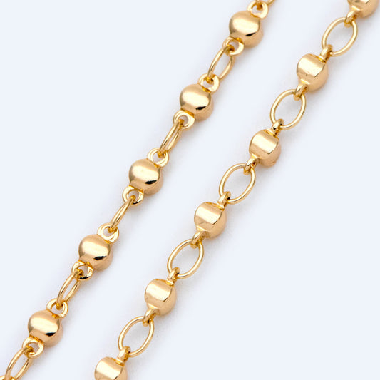 Gold plated Brass Link Chains 2.8mm, Floral Specialty Chains for DIY Necklace (#LK-397)/ 1 Meter=3.3 ft