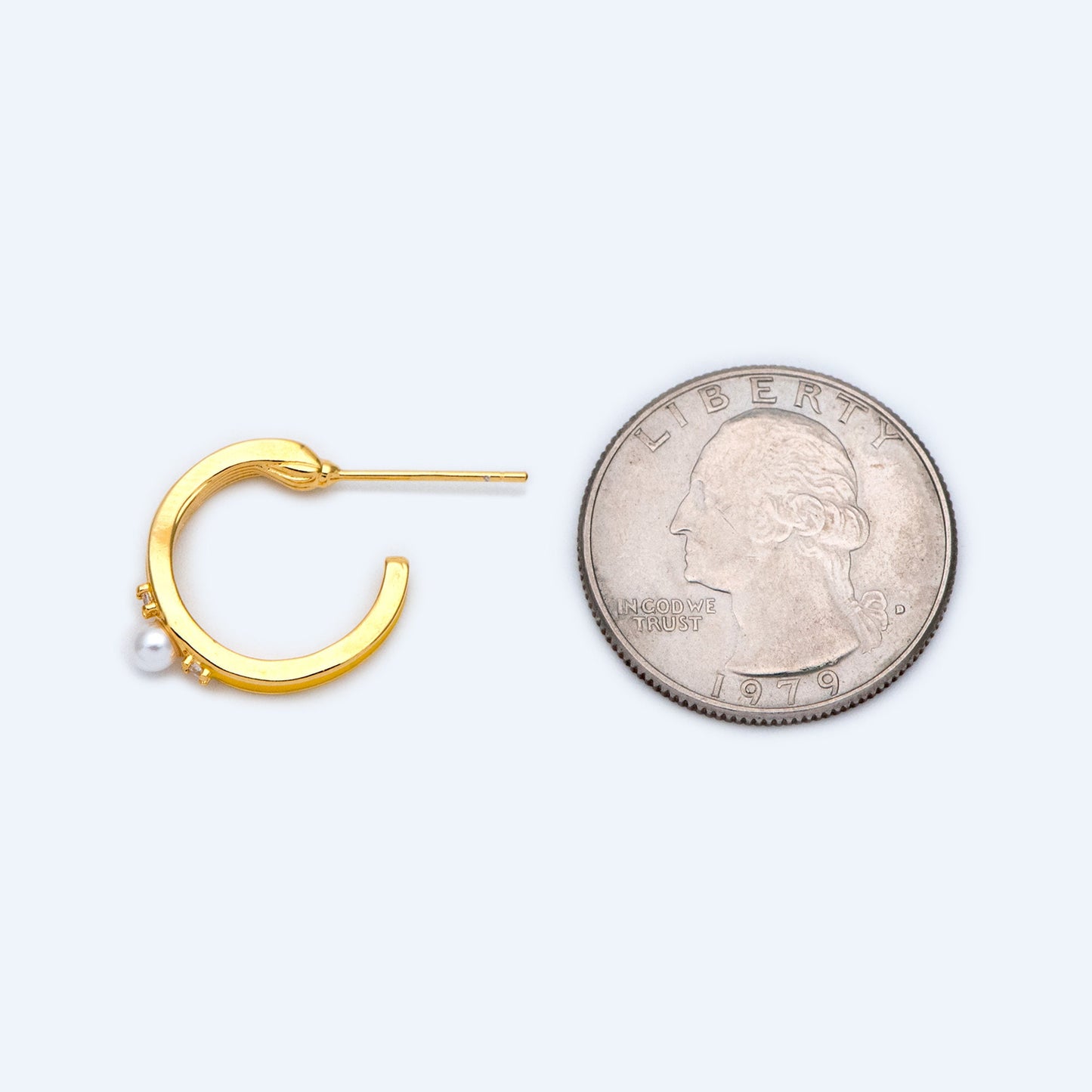 4pcs CZ Pave Yellow Enamel Ear Post 17mm, Real Gold Plated Brass Ear Stud (GB-1474-2)