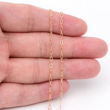 Oval Cable Chains 2mm, 18K Gold plated on Brass, Craft DIY Jewelry Chain Wholesale (#LK-385)/ 1 Meter=3.3 ft