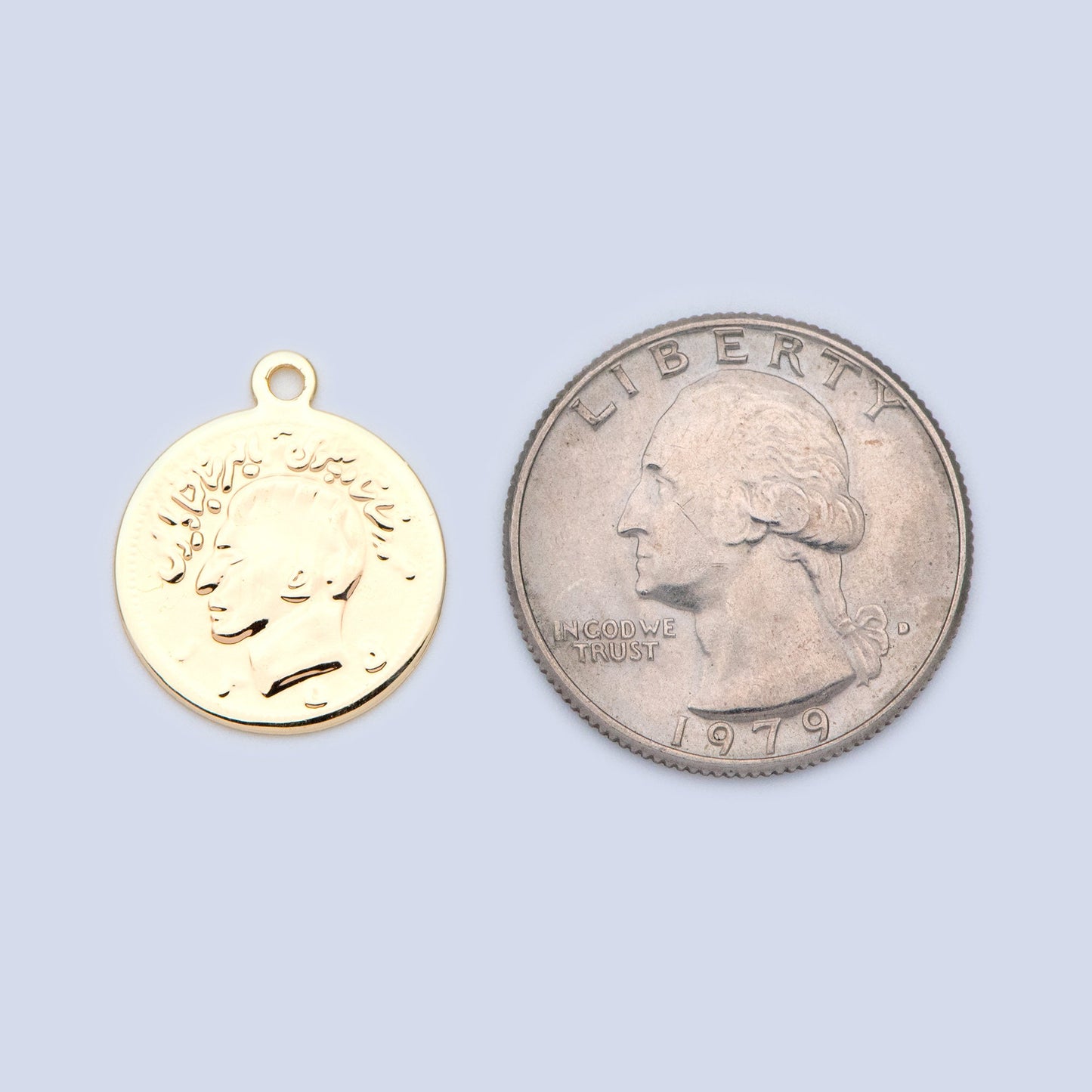 10pcs Gold/ Silver Coin Charms 17mm, Round Coin Disk Pendants, Jewelry Supplies (GB-1746-C)