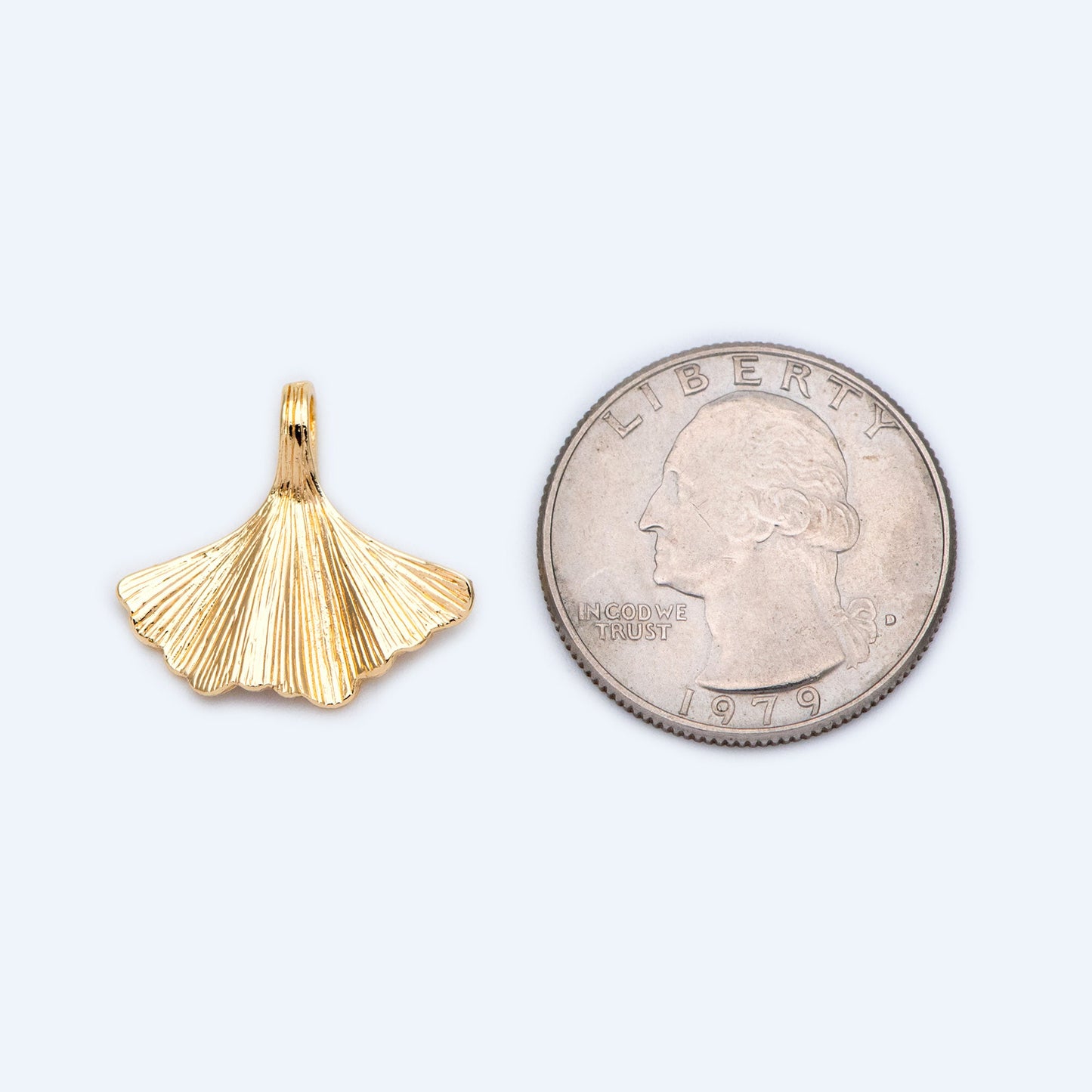 10pcs Gold Fan Shaped Charm 19x21mm, 18K Gold plated Ginkgo Leaf charm (GB-214-C)