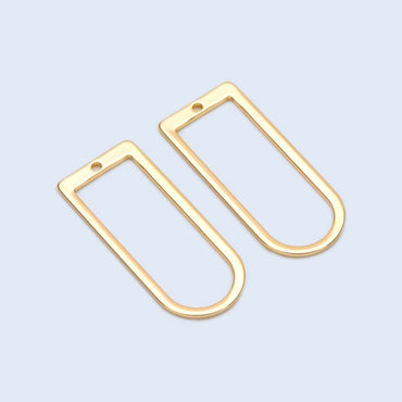 10pcs Gold/ Rhodium plated Brass Geometric Charms,30x13mm D Shaped Pendant (GB-1436)