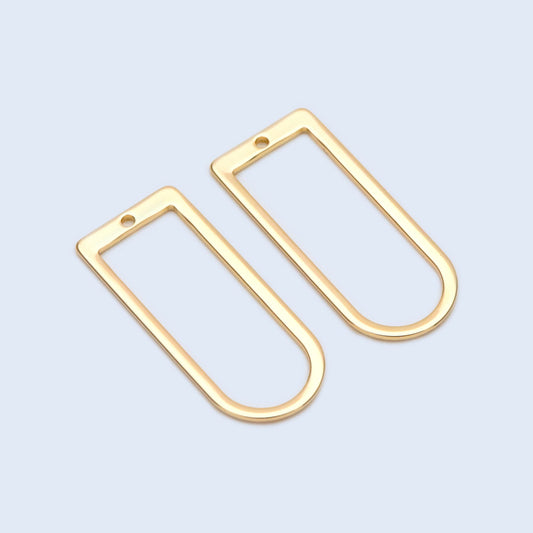 10pcs Gold/ Rhodium plated Brass Geometric Charms,30x13mm D Shaped Pendant (GB-1436)