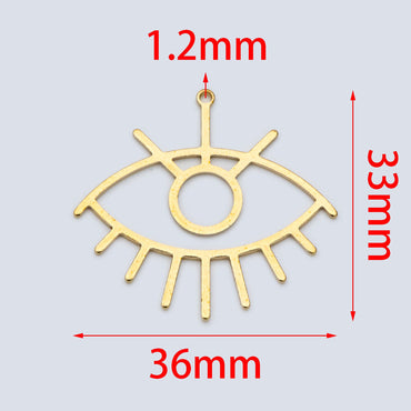 10pcs Raw Brass Evil Eye Charm Pendants 36mm (RB-189)