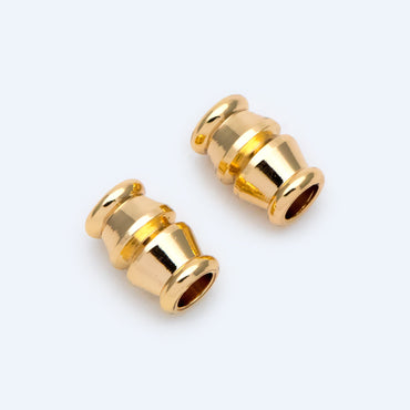 20pcs Gold Tube Beads 7.6x5mm, Real Gold plated Brass Spacers (GB-1459)