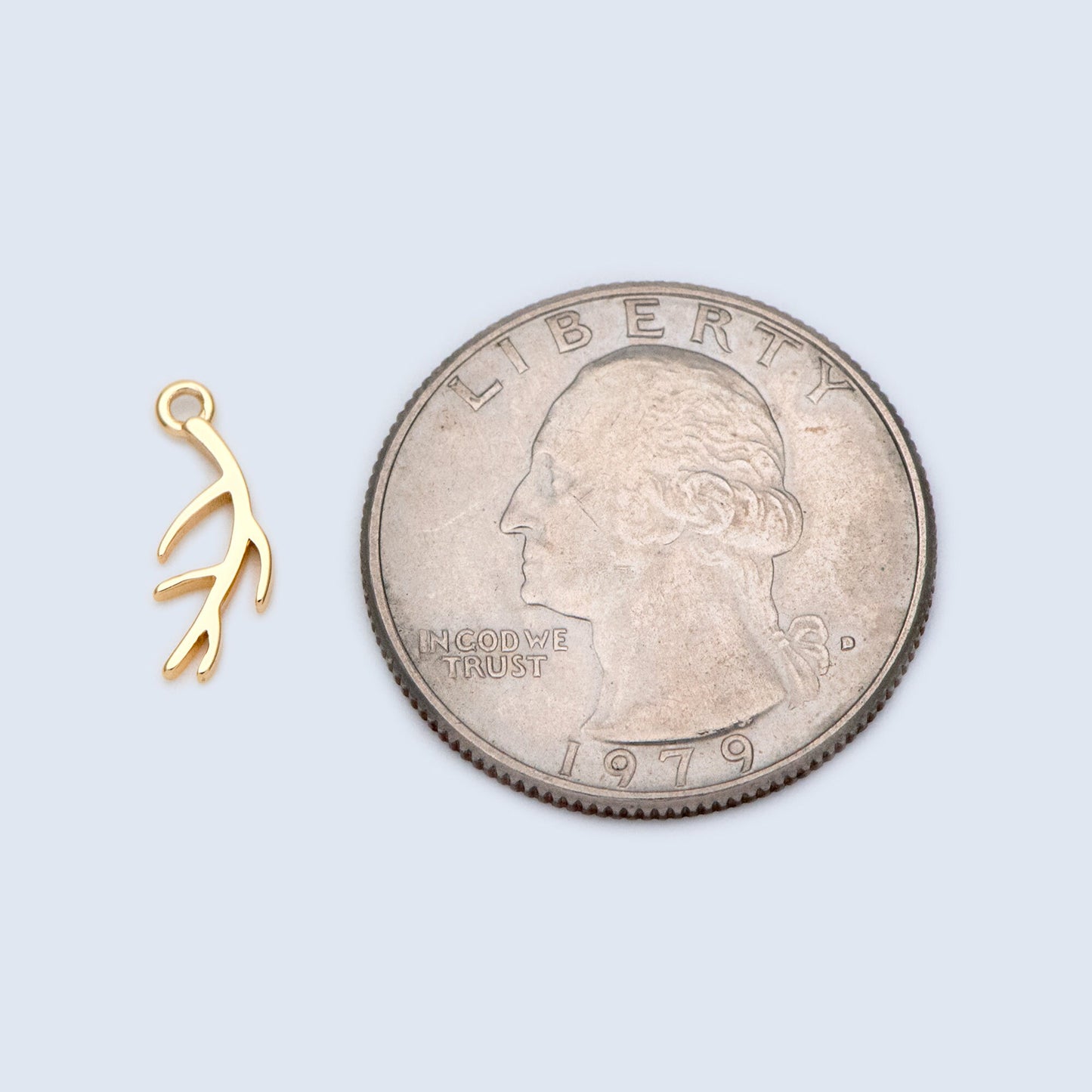 10pcs Gold Branch Charms 13.5mm, 18K Gold plated Brass Branch Pendants (GB-1421)