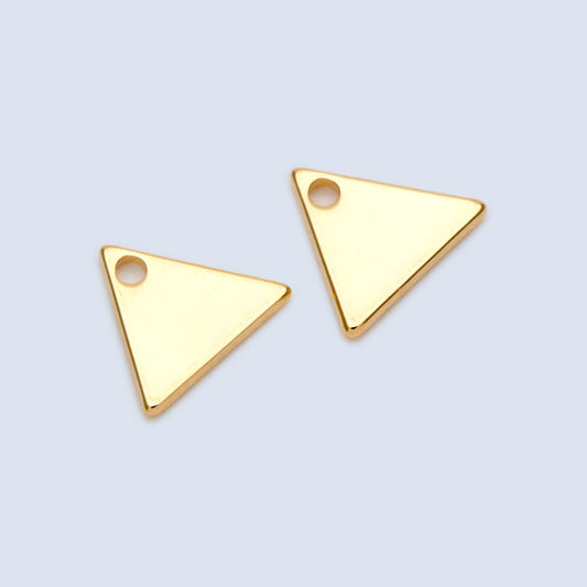 10pcs Gold plated Brass Triangle Charms 8.6mm, Geometric Triangle Disc Pendants (GB-1426)