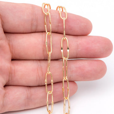 Gold plated Brass Cable Chains, Long Oval Link 5.5x15mm(#LK-406)/ 1 Meter=3.3 ft