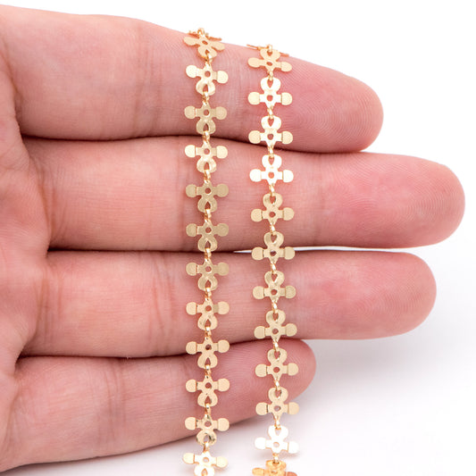 18K Gold plated Brass Link Chains 7mm (#LK-407)/ 1 Meter=3.3 ft