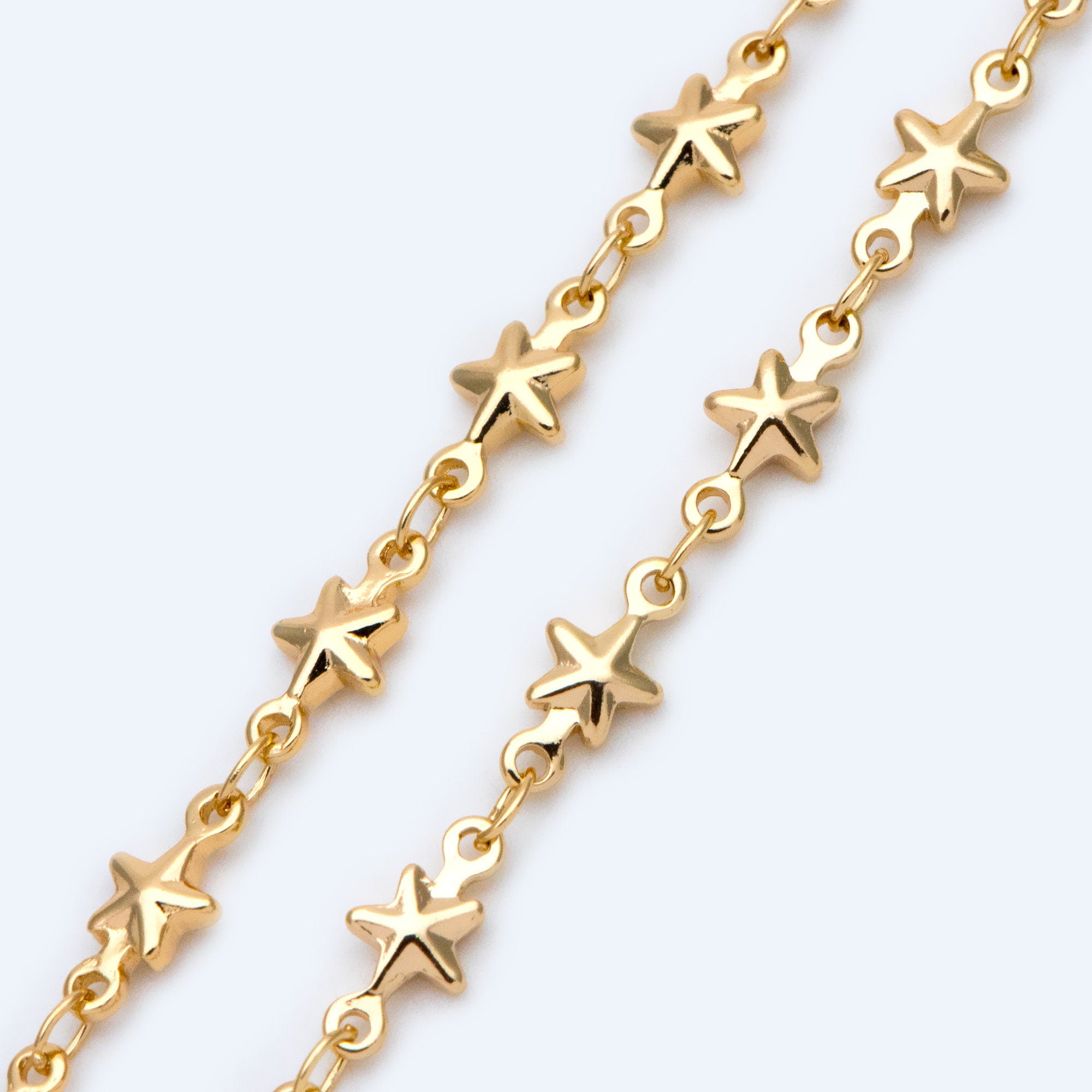 Gold Star Chain, 18K Real Gold plated Brass Chain, Quality Chain for Necklace Wholesale (#LK-418)/ 1 Meter=3.3ft