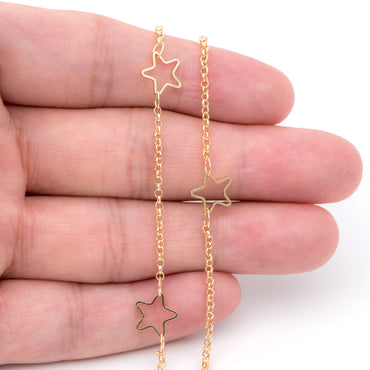 Star Chain, 18K Gold plated Brass, Bulk small cable chain Wholesale (#LK-421)/ 1 Meter=3.3ft
