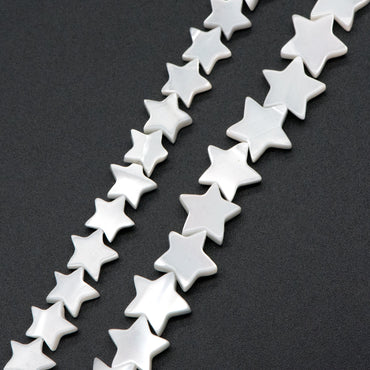 White Mother of Pearl Shell Star beads 8/ 10mm (BK-011)/ full strand