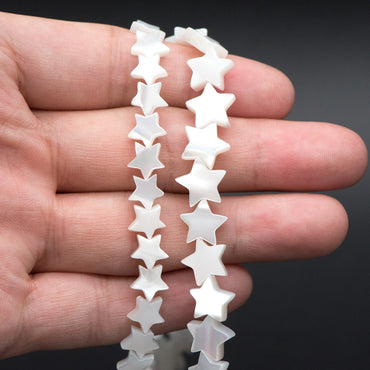 White Mother of Pearl Shell Star beads 8/ 10mm (V1367)/ full strand