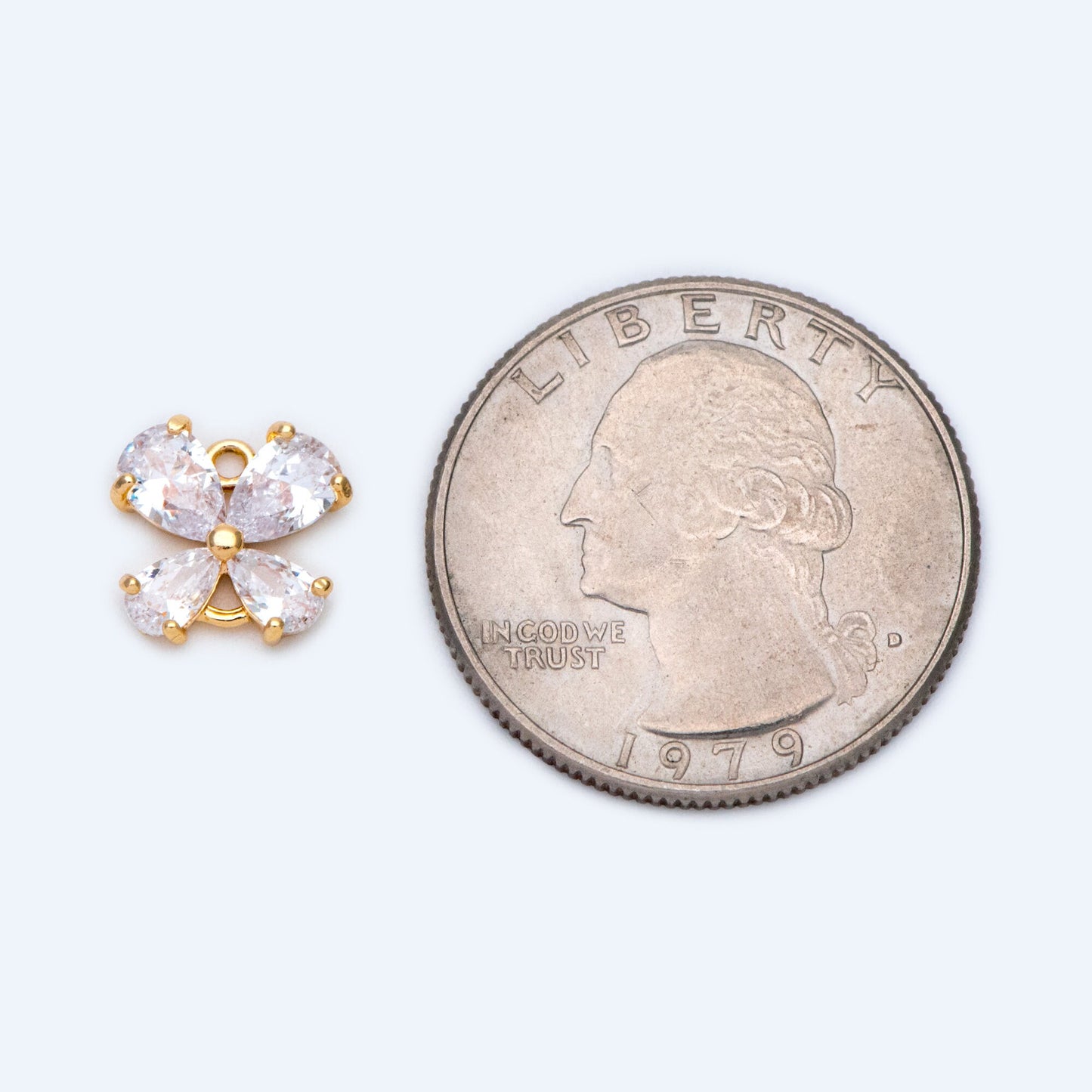 10pcs Gold plated Brass Butterfly Charms, CZ pave Butterfly Pendants 11x10mm (GB-3670-C)