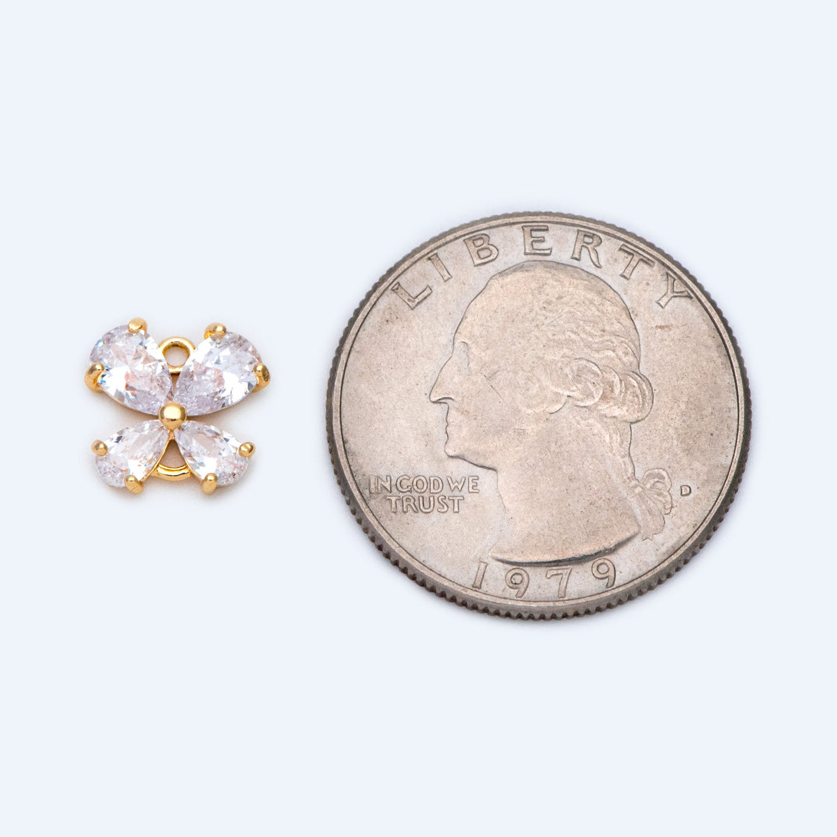 10pcs Gold plated Brass Butterfly Charms, CZ pave Butterfly Pendants 11x10mm (GB-3670-C)