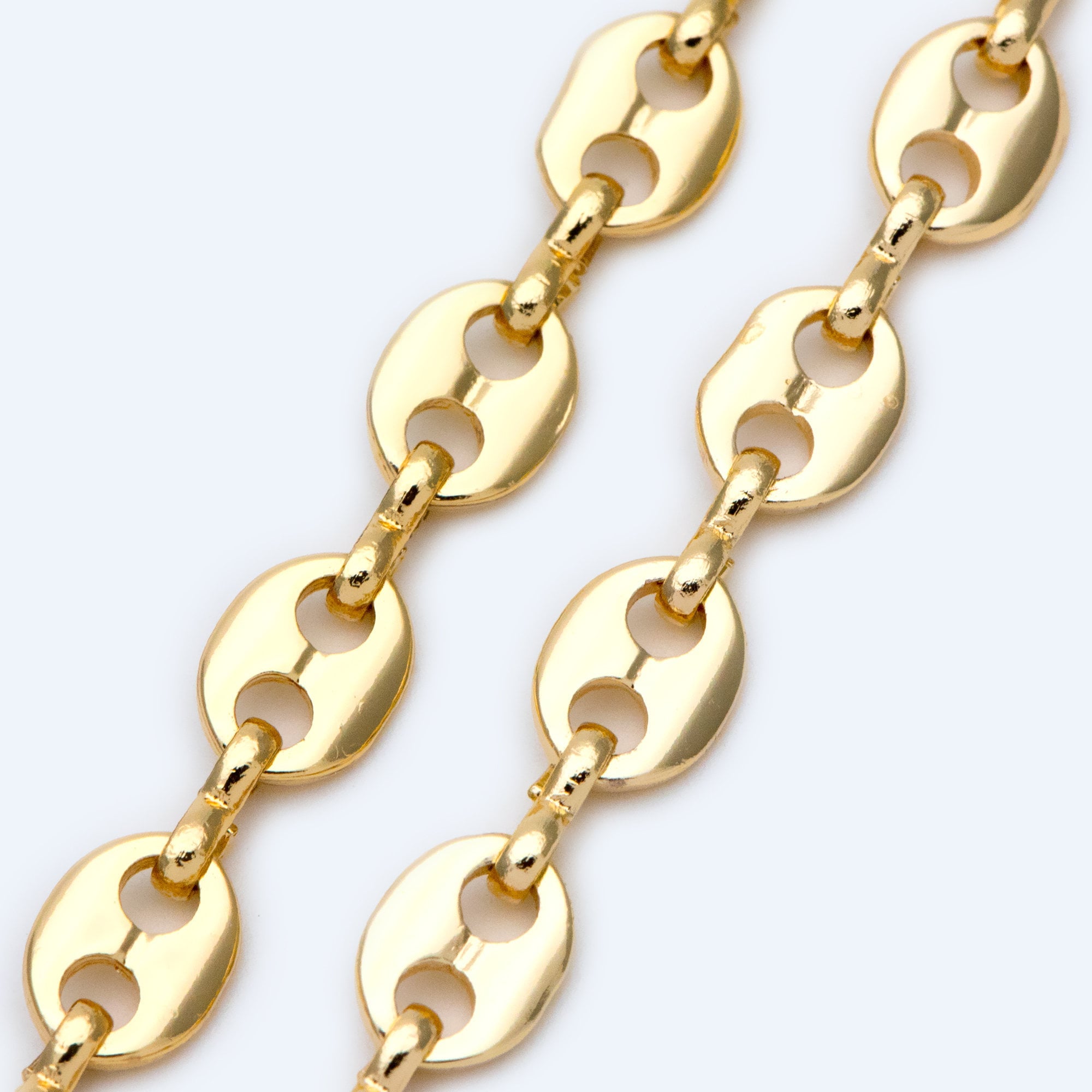 Mariner Link Chain, 8x11mm Oval Coin Chain, Thick Disk Chain, Necklace Chain Wholesale (#LK-396)/ 1 Meter=3.3 ft