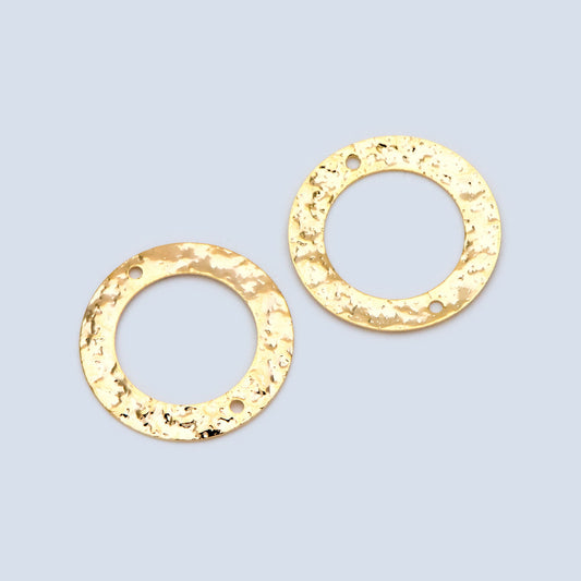 10pcs Gold/ Silver tone Circle Disc Connector Pendant 21mm, Gold/ Rhodium plated Brass Geometric Hammered Charms (GB-1422-A)