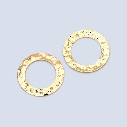 10pcs Gold/ Silver tone Circle Disc Connector Pendant 21mm, Gold/ Rhodium plated Brass Geometric Hammered Charms (GB-1422-A)