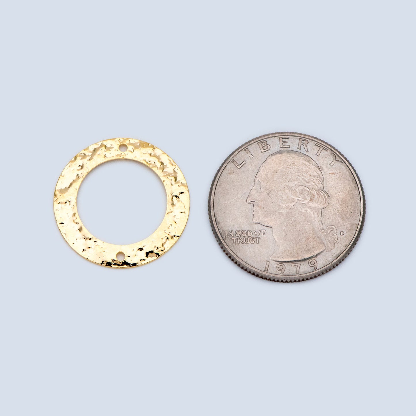 10pcs Gold/ Silver tone Circle Disc Connector Pendant 21mm, Gold/ Rhodium plated Brass Geometric Hammered Charms (GB-1422-A)