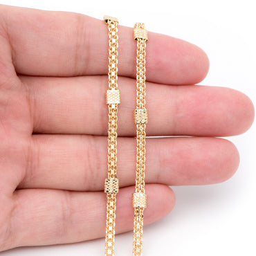 Gold plated Brass Chain, Wholesale Craft Supplies, Jewelry Supplie (#LK-426)/ 1 Meter=3.3 ft