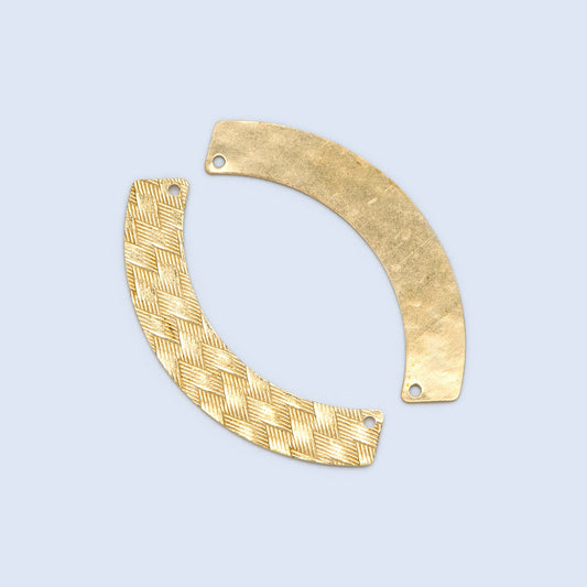 10pcs Raw Brass Curved Bar Connectors 47mm, Solid Brass Charm Pendants Wholesale (RB-191)