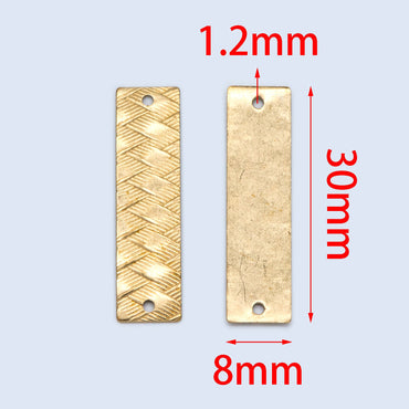20pcs Raw Brass Rectangle Connectors 30x8mm, Solid Brass Square Pendants, Yellow Brass Bar Charms Wholesale (RB-193)