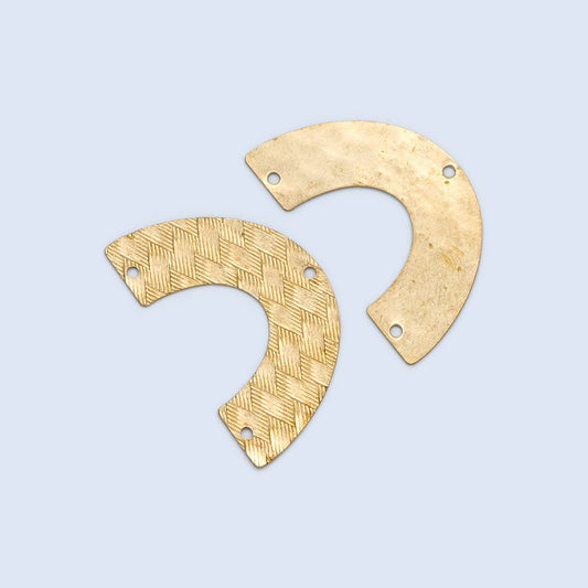 20pcs Raw Brass Fan Charm Connectors 34x21mm, Rainbow Shaped Brass Pendants Wholesale (RB-194)