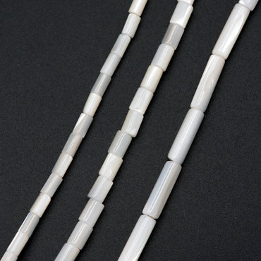 1 full strand, MOP Shell Stick beads, White Mother of Pearl Tube, Top Drilled Through, Multi Size -V1068