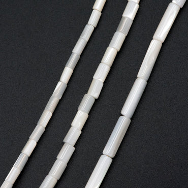 1 full strand, MOP Shell Stick beads, White Mother of Pearl Tube, Top Drilled Through, Multi Size -V1068