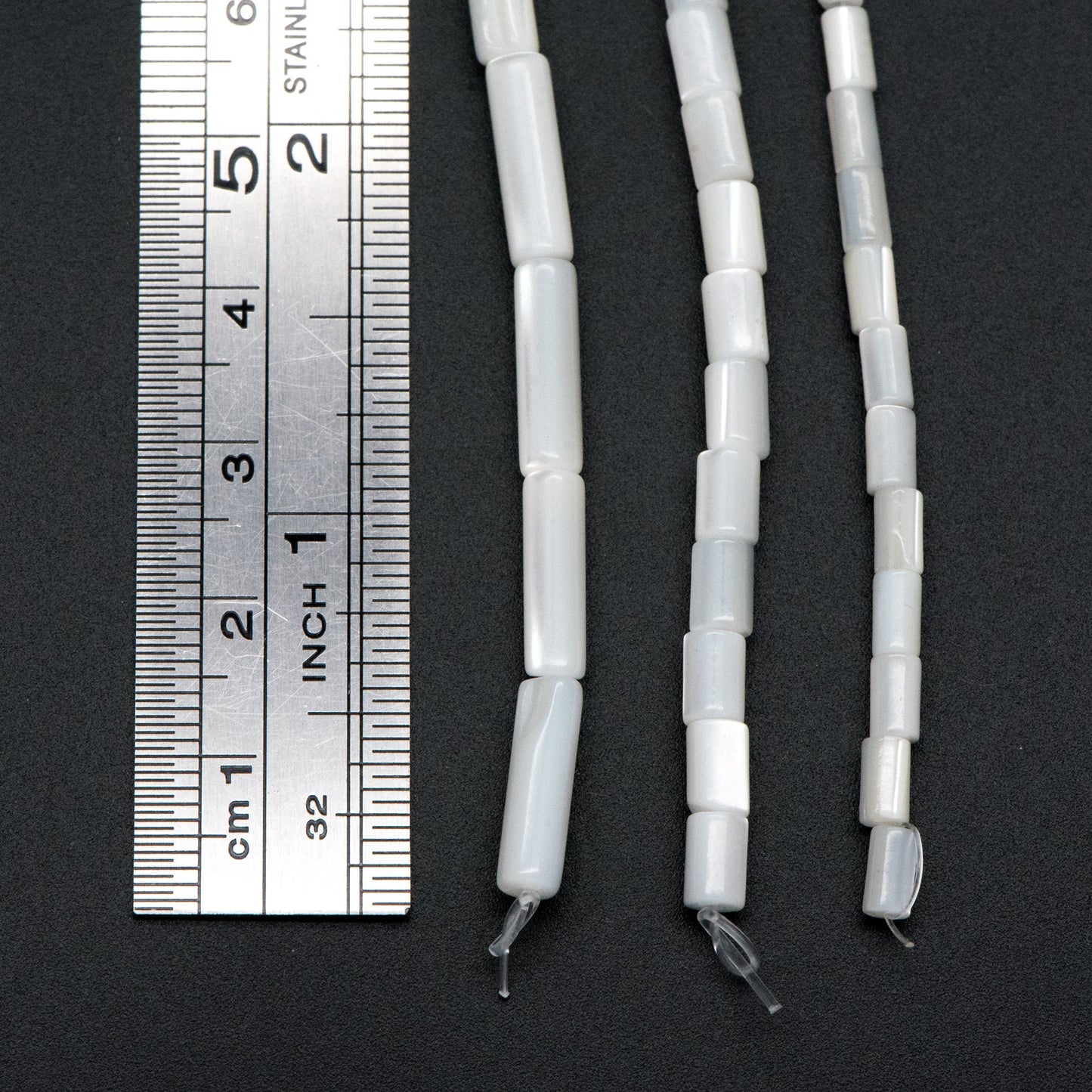 1 full strand, MOP Shell Stick beads, White Mother of Pearl Tube, Top Drilled Through, Multi Size -V1068