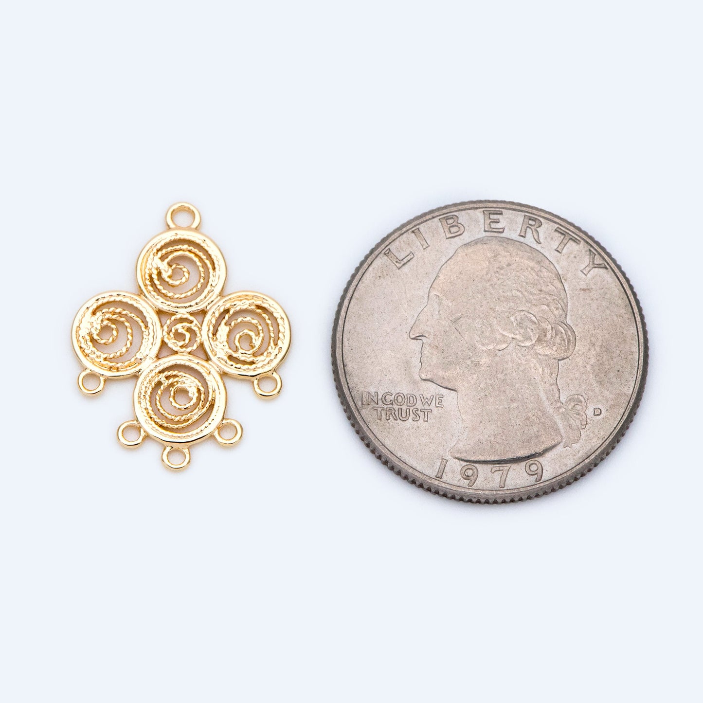 10pcs Gold Filigree Connectors, Gold plated Brass Earring Charms, Necklace Pendants with Loops 22x17mm (GB-1550)