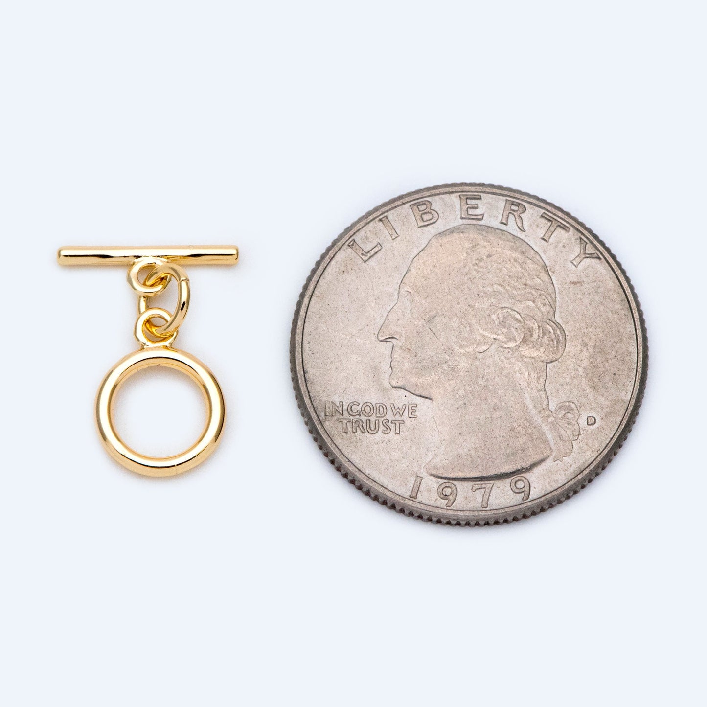 10 sets Gold Toggle Clasp, Real Gold plated Brass, Easy Close Clasp 9mm Smooth Round (#GB-1543-C)