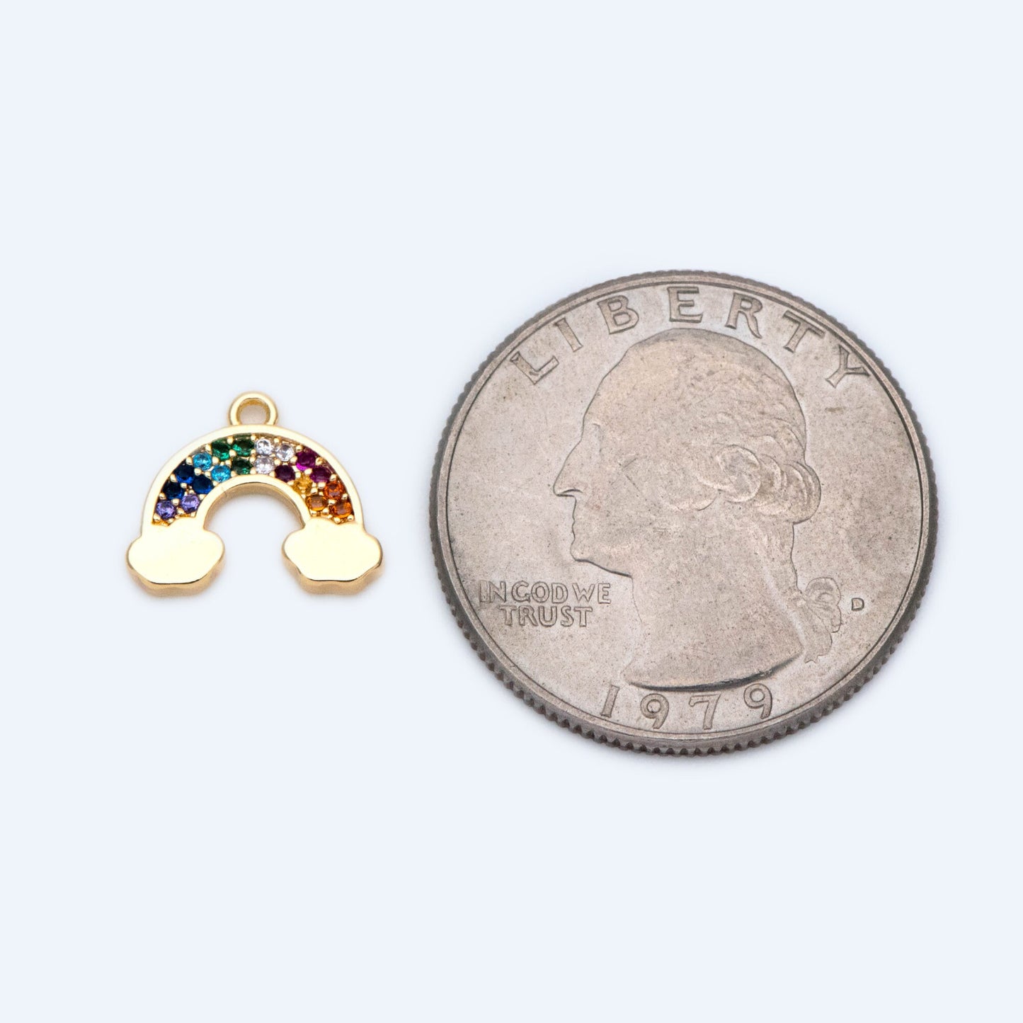 10pcs CZ Pave Rainbow Charms 10x12mm, 18K Gold plated Brass Rainbow Pendants (GB-1566)