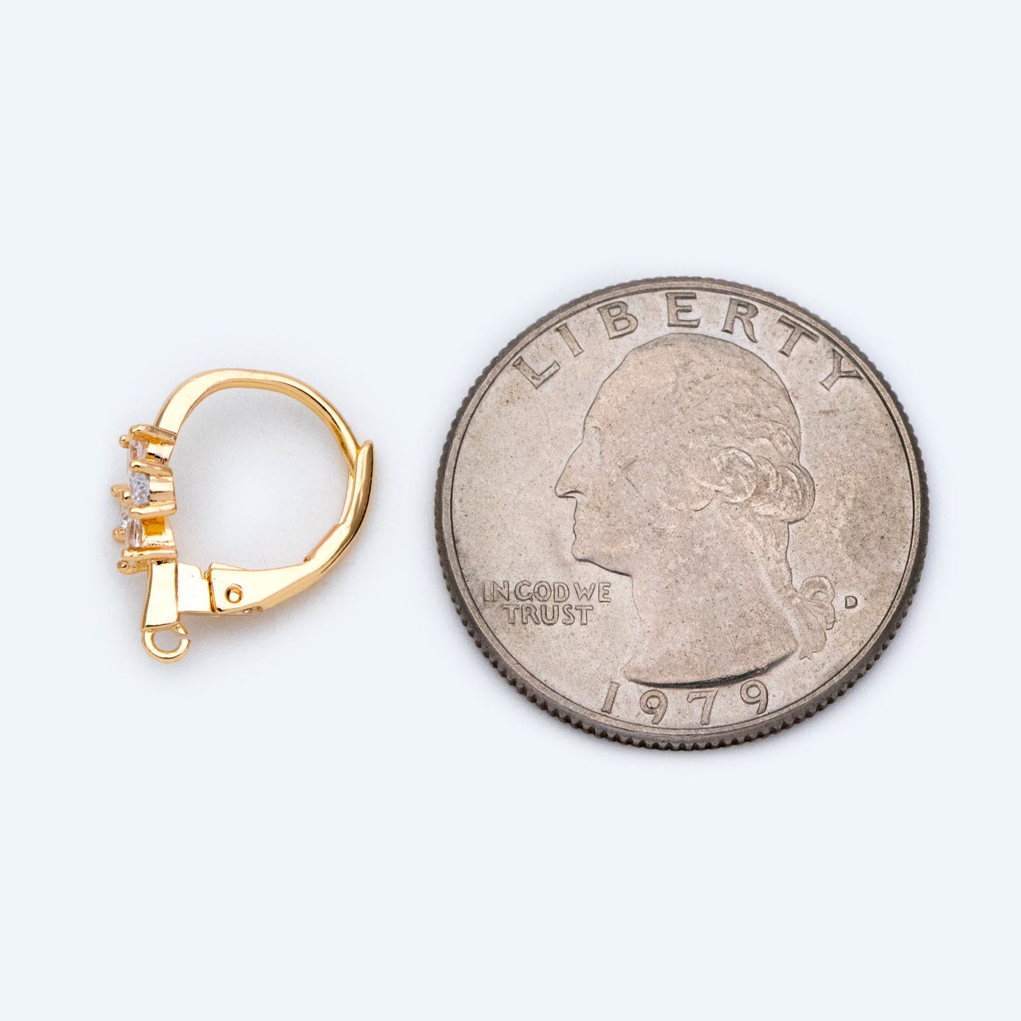 4pcs CZ Pave Clover Leverback Ear Hooks, 18K Gold plated Brass, Earring Component Hooks (GB-1601)