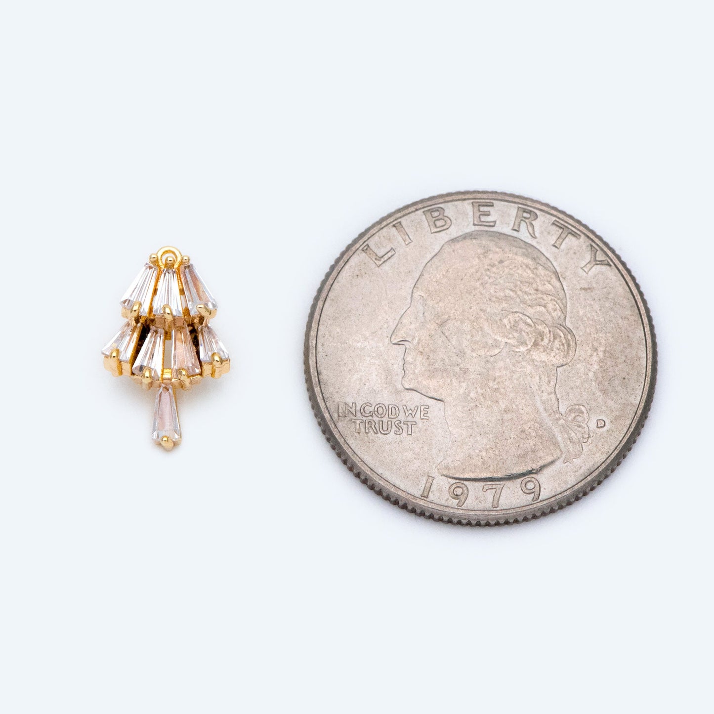 4pcs CZ Pave Gold Fan Shaped Charm 14x9mm, Jewelry Supply (GB-853-F)