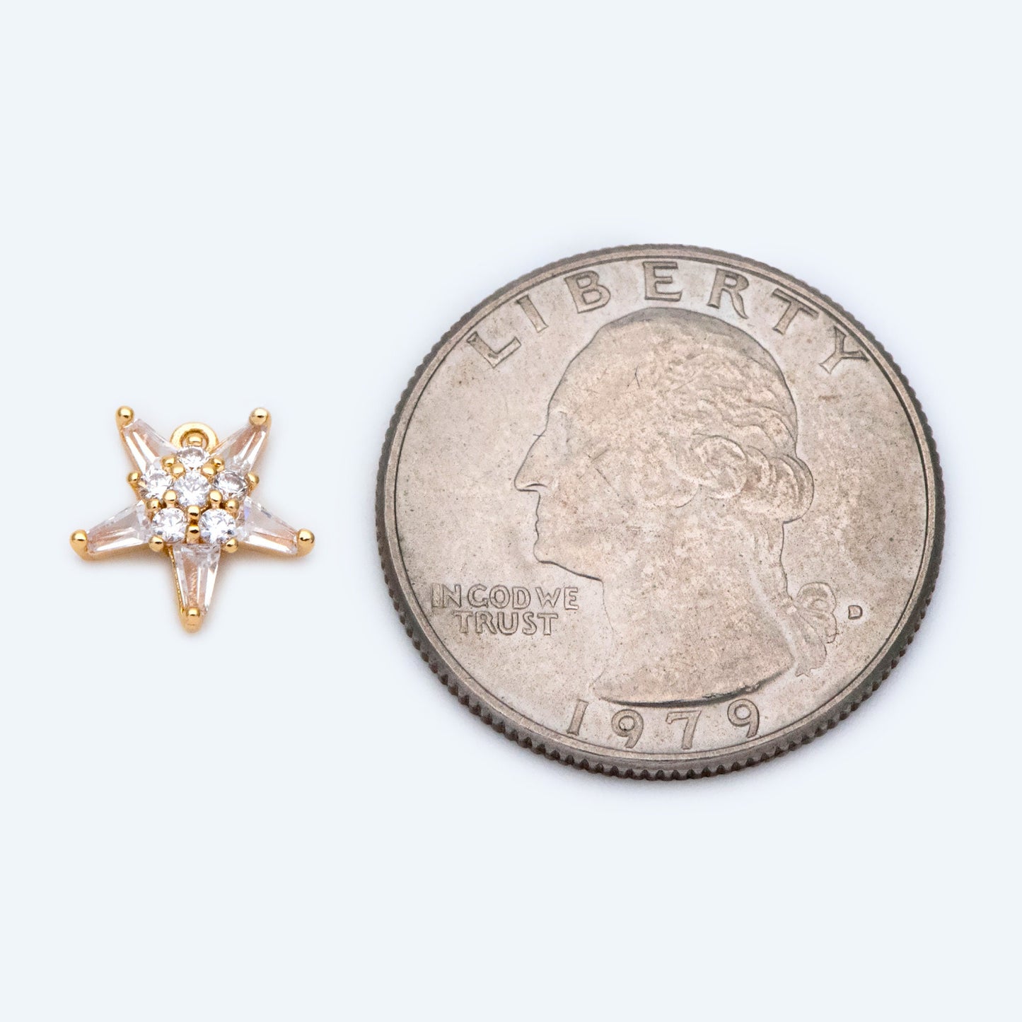 10pcs CZ Pave Gold Star Charm Pendant 10mm, Earring Findings, Jewelry Making, Diy Material, Jewelry Supplies (GB-162-H)