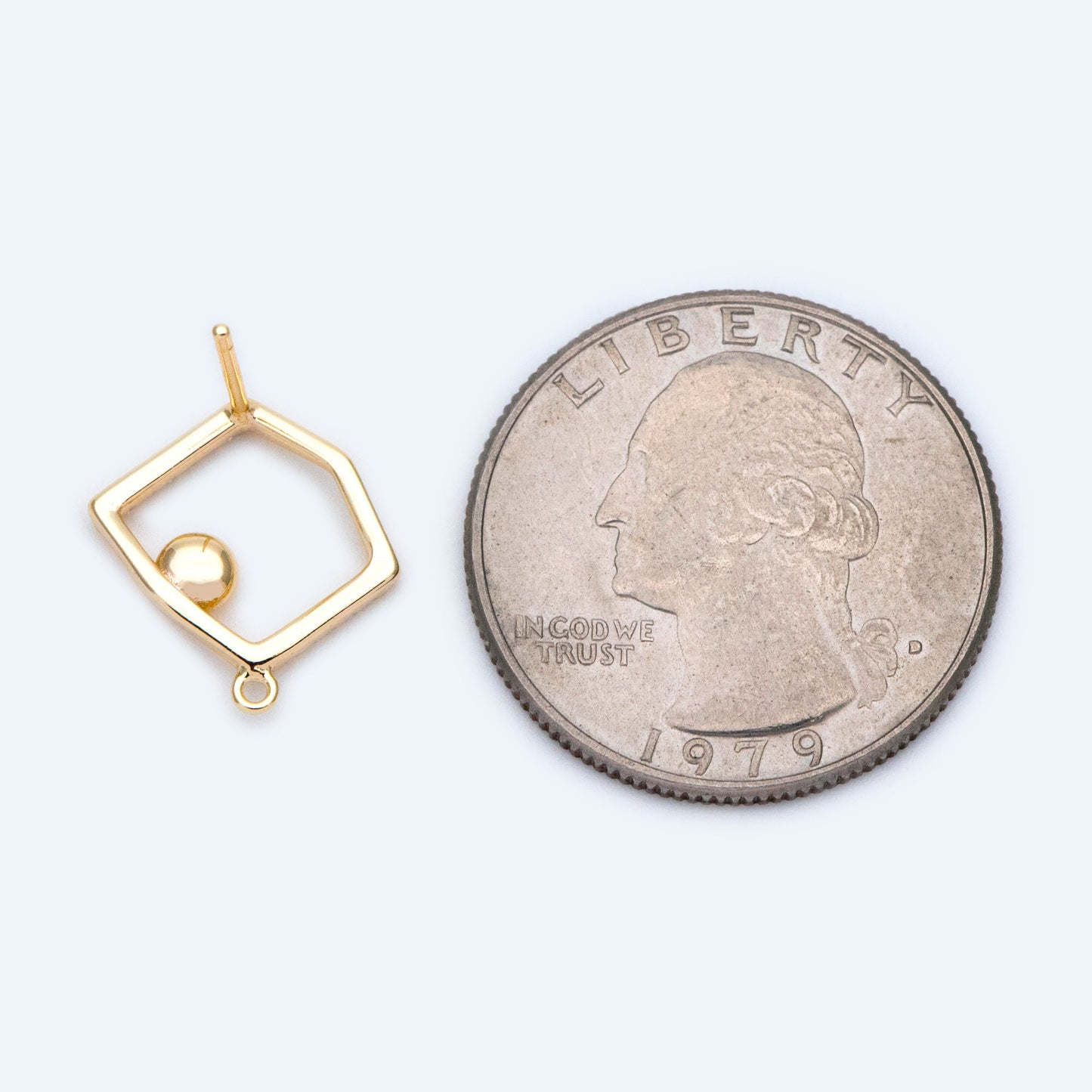 10pcs CZ pave Irregular Earring with loop 15x14mm, Pearl Peg Earring Mounts,Half Drilled Pearl Earring Settings (GB-1542)