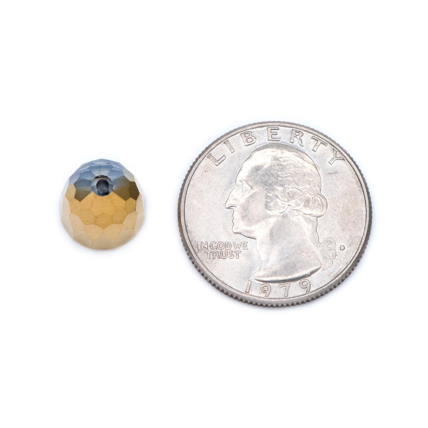 10pcs Faceted Crystal Glass Bell Beads 10x11mm, Sparkly Gold/ Rose (TS103-5)